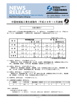 中国地域鉱工業生産動向（平成28年10月速報）（PDF：546KB）