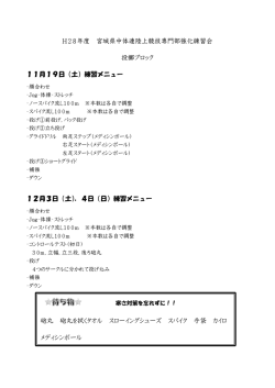 H28年度 宮城県中体連陸上競技専門部強化練習会 投擲ブロック 11月