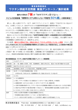 ワクチン供給不足問題 緊急アンケート／集計結果