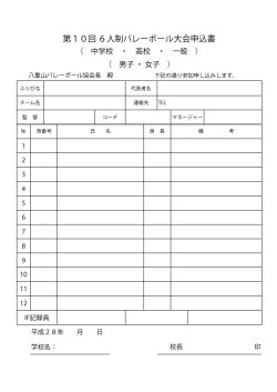 エントリー用紙PDFはこちら - 沖縄県八重山バレーボール協会