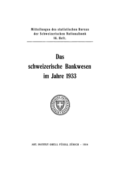 Das schweizerische Bankwesen im Jahre 1933