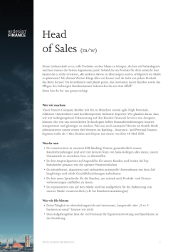 Head of Sales (m/w)