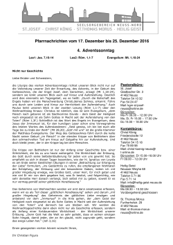 Pfarrnachrichten Verteiler 17.12.-25.12.2016