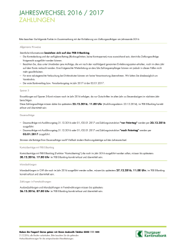 JAHRESWECHSEL 2016 / 2017 ZAHLUNGEN