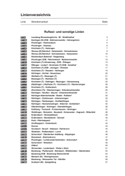 Eine Liste aller VVS-Ruftaxi