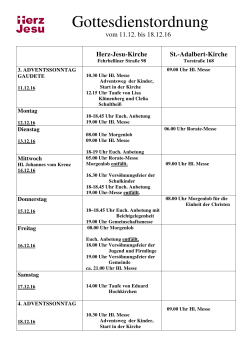 Gottesdienstordnung 11.12. - 18.12.16