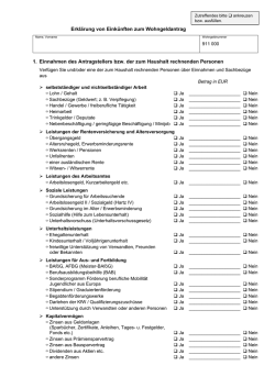 Erklärung von Einkünften zum Wohngeldantrag 1. Einnahmen des