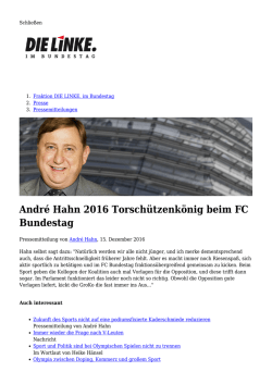 Hanno Harnisch: Andr&eacute; Hahn 2016 Torsch&uuml;tzenk&ouml;nig beim FC