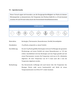 V1 &ndash; Speicherwachs - Unterrichtsmaterialien Chemie