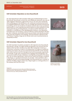 HAP-Grieshaber-Stipendium an Aron Rauschhardt HAP