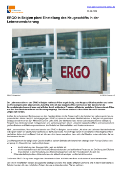 ERGO in Belgien plant Einstellung des Neugeschäfts in der