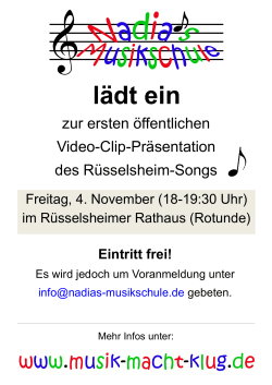 lädt ein - Nadia`s Musikschule Rüsselsheim
