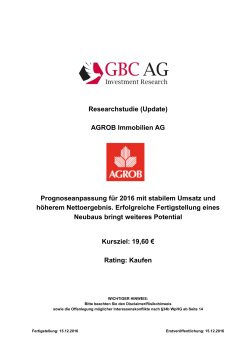 Researchstudie (Update) AGROB Immobilien AG