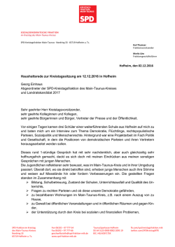 Haushaltsrede von Georg Einhaus im Kreistag am 12.12.2016