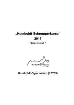 „Humboldt-Schnupperkurse“ 2017 - Humboldt