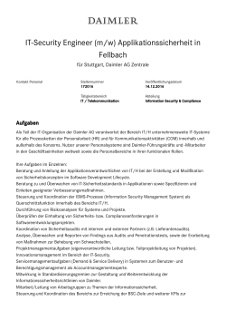 IT-Security Engineer (m/w) Applikationssicherheit in Fellbach