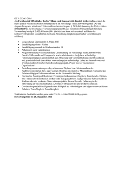 Dissertant/in Fachbereich &Ouml;ffentliches Recht, Bereich V&ouml;lkerrecht
