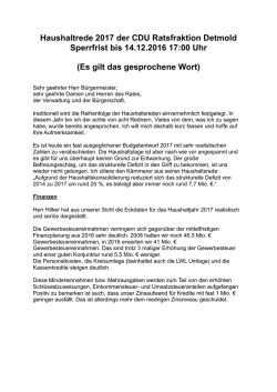 Haushaltsrede der CDU