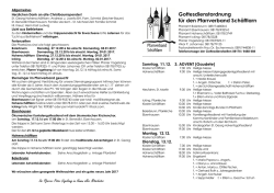Gottesdienstordnung ab 11. Dezember 2016