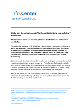 Diebe auf Geschenkejagd: Weihnachtseink&auml;ufe &bdquo;unsichtbar
