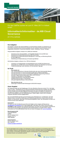 Informatikerin/Informatiker - de.NBI Cloud