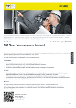 TGA Planer / Versorgungstechniker Job in Bochum