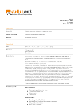 SHK Stelle am Instituat für Biomedizin des Alterns (IBA)