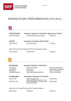 BÜCHERLISTE SRF-LITERATURREDAKTION (19.12.