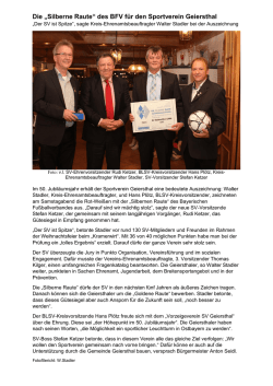 Die &bdquo;Silberne Raute&ldquo; des BFV f&uuml;r den Sportverein Geiersthal