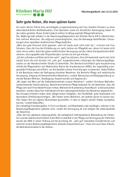 Pressemitteilung - Kliniken Maria Hilf GmbH Mönchengladbach