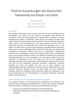 Positive Auswirkungen des klassischen Taekwondo auf Körper und