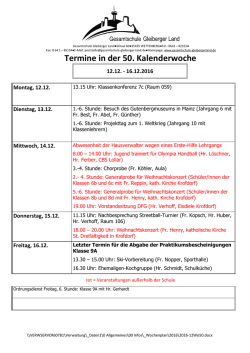 Termine in der 50. Kalenderwoche