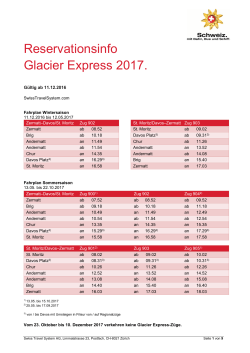 Reservationsinfo Glacier Express 2017.
