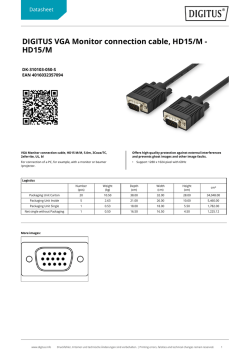 DIGITUS VGA Monitor connection cable, HD15/M