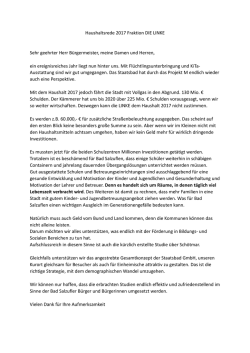 Haushaltsrede 2017 Fraktion DIE LINKE Sehr geehrter Herr