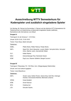 Ausschreibung zum WTTV Semesterkurs