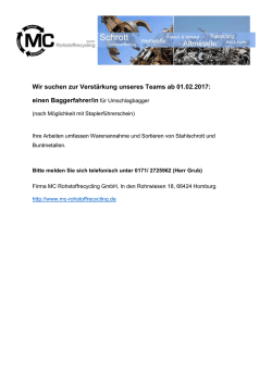einen Baggerfahrer/in f&uuml;r Umschlagbagger