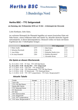 Vorschau - Hertha BSC, Tischtennis