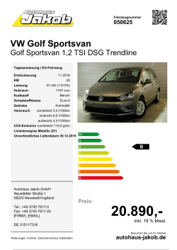 VW Golf Sportsvan - Autohaus Jakob GmbH