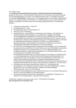Dissertant/in Fachbereich Kommunikationswissenschaft