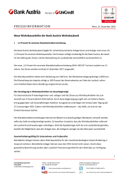 Neue Wohnbauanleihe der Bank Austria Wohnbaubank