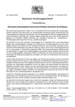 Pressemitteilung des Bayerischen VGH