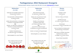 Festtagsmenus 2016 Restaurant Orangerie