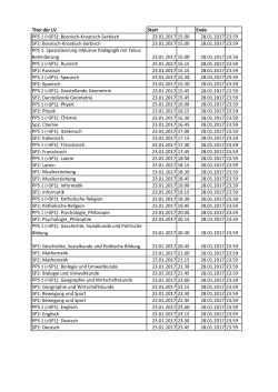 Anmeldezeitfenster für die Praktika im Sommersemester 2017