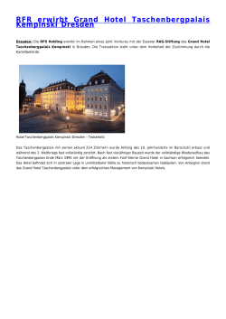 RFR erwirbt Grand Hotel Taschenbergpalais - Rohmert