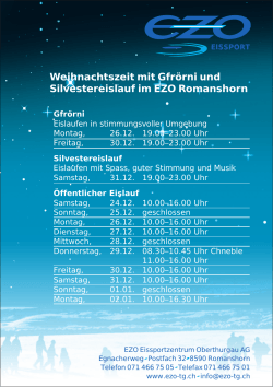 Programm über Weihnachten-Neujahr 2016/17