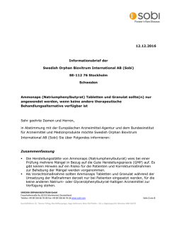 Informationsbrief zu Ammonaps&reg; (Natriumphenylbutyrat) Tabletten