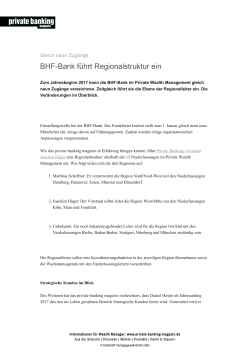 BHF-Bank führt Regionalstruktur ein