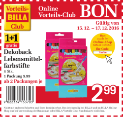 Online Vorteils-Club BON Dekoback Lebensmittel- farbstifte