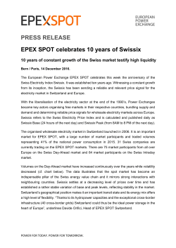 PRESS RELEASE EPEX SPOT celebrates 10